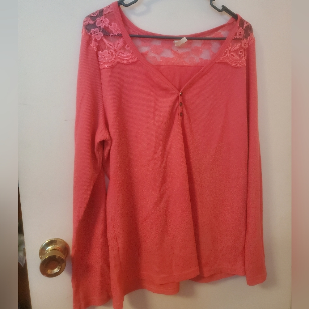 Pink Lace Vintage Long Sleeve Top y2k